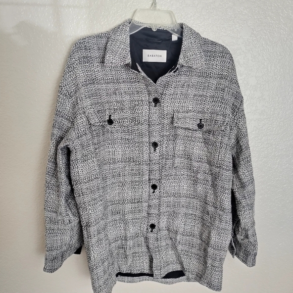 ARITZIA BABATON Joan Shirt Tweed Jacket 2 Shacket Linen Textured Black sz 2/M - Picture 2 of 10